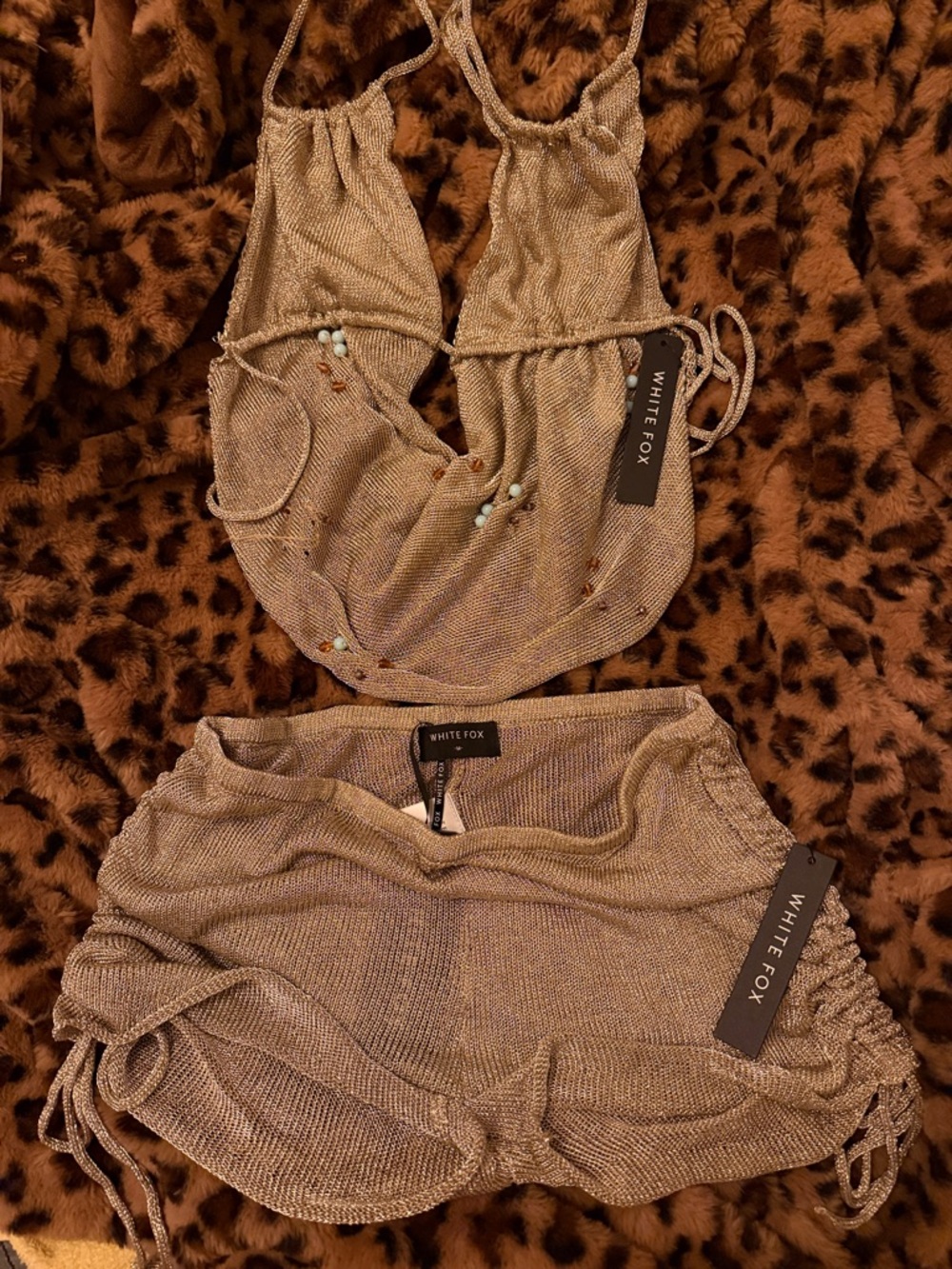 Just out here knit top and booty shorts gold set (2)
